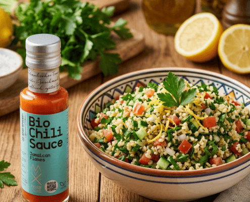 jamaican flames mit tabbouleh