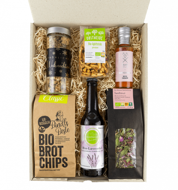 FEUERzeug Vegetarische Bio Geschenkbox „Genieße den Tag“